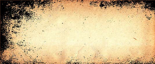 Old brown parchment paper background with yellowed vintage grunge texture borders and off white light center with distressed faded