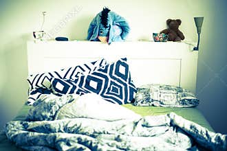 Dunkeld/Scotland - 7 July 2019: Eeyore toy from Winnie The Pooh in the bedroom