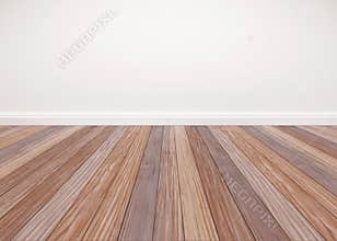 Oak wood floor with white wall, empty living room