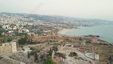 Aerial view of Byblos - Jbeil in Lebanon. Historical city in the mediterranean sea in the middle east.