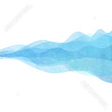 Watercolor transparent wave sea ocean teal turquoise colored background. Watercolour hand painted waves illustration