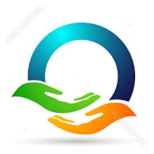 Helping hands care hands logo icon vector designs on white background