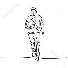 Continuous one line drawing of running man. Person run on the street. Vector illustration minimalism sport theme design