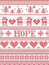 Hope Christmas vector pattern with Scandinavian Nordic festive winter pattern in cross stitch with heart, snowflake, xmas tree