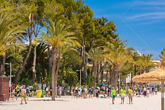 Promenade along beach in Alcudia resort on Majorca island