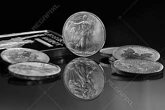 Silver Coins and Silver bar