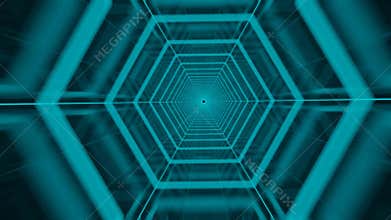 3D blue hexagon metal light blur zoom speed technology futuristic animation video