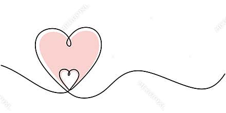 Continuous line drawing two hearts. Minimalism love symbol. one line draw vector illustration. Good for valentine greeting card