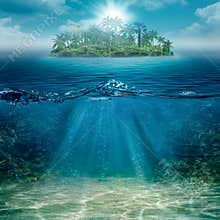 Alone island in the ocean