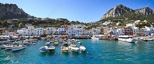 Panorama of seaport Marina Grande, Capri island - Italy