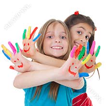 Children playing with paint