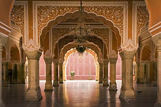 Royal interior in Jaipur palace, India