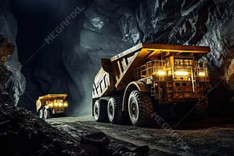 Several huge quarry trucks carry the rock for beneficiation and processing.