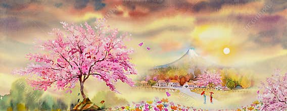 Travel cherry blossom festival of Japan - Famous landmarks of Asian