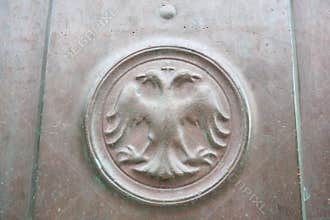 Herceg Novi Montenegro 08.09.2022 Monument to Stefan Tvrtko I king of Bosnia, Dalmatia and Croatia since 1390. Detail on