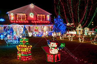 Family house decorated for Christmas celebration