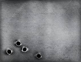 Metal background with bullet holes