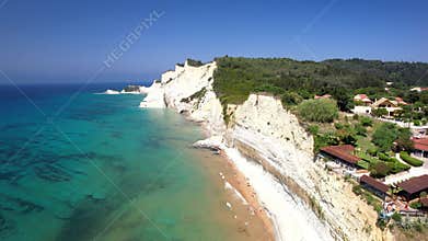 Best beaches of Corfu island. Loggas. Greece summer holidays