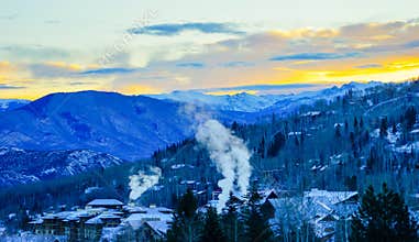Rocky mountain sun rise at snowmass and aspen in Colorado