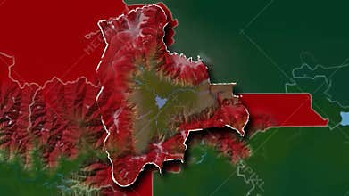 Topographic Map of Batken Region, Kyrgyzstan