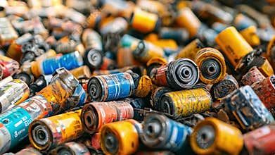 Piles of Used Batteries