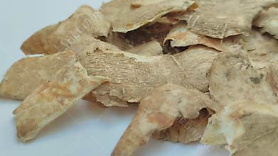 Cassava peel on a white background