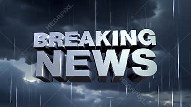 Breaking news text against a thunderstorm, with lightning illuminating