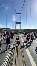 Athletes running in 45. Istanbul marathon which includes two continents in one race.