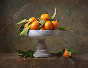 Vintage still life with tangerines