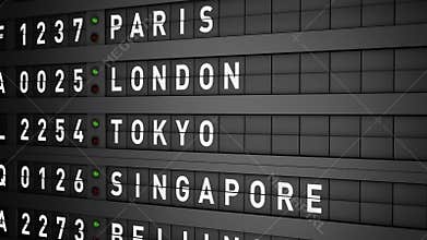 Old airport billboard with city name New York