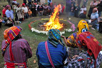Religion in Guatemala: Mayan Fire Ceremonies in an Ancient Archaeological Site in the City