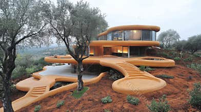 Innovative Eco Friendly Architecture Blends With Nature in a Sustainable Smart City Development Featuring Renewable
