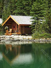 Wooden cabin at Lake O'Hara, Yoho National Park, Canada