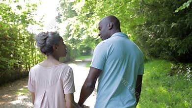 Mature African American Couple Walking In Countryside