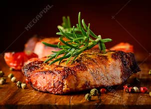 Grilled steak closeup detail