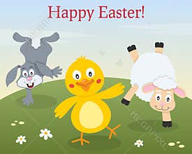 Easter Animals Dancing in a Meadow