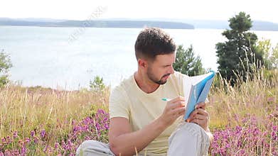 Author writing around inspiring nature