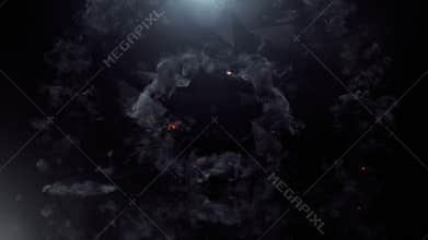 Dynamic Fiery Explosion Ring Against a Dark Background