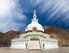 Tall Shanti Stupa near Leh - Ladakh - India