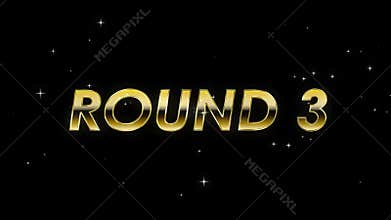 Round 1,2,3,4,5,6,7,8,9,10 animated text writing entry and exit of boxing fight matches, sports fighters, gold themes and other