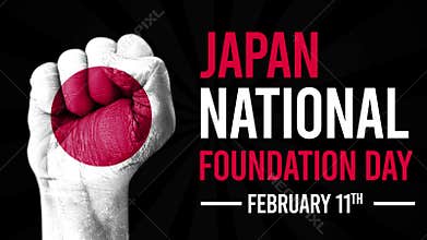 Japan National Foundation day wallpaper with painted fist and typography on the side