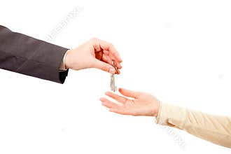 Apartmen keys in man hands