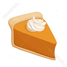 Pumpkin pie slice. Vector