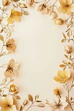 Elegant Mother's Day Card with Golden Floral Borders on Pastel Cream Background for Sophisticated Design