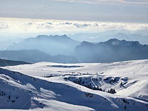 Winter landscape at Sinaia on Carpathian Mountains in Romania