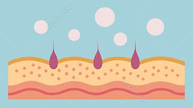 Microscopic View A microscopic representation of skin with visible elastin fibers being fortified by exosomes..
