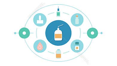 Diverse Applications A circular diagram illustrating various skincare products serum cream mask infused with exosomes