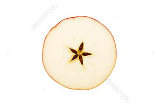 Halved red apple