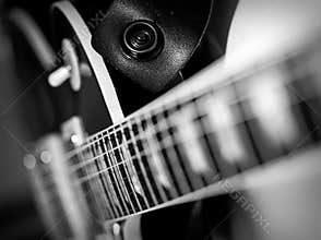 Electric guitar macro abstract black and white