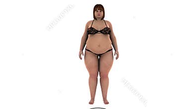 Woman Weight Loss scanning with magnifying glass